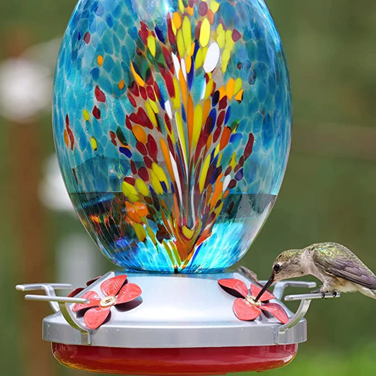 Wholesale Humming Bird Glass Feeder Bird Feeder And Drinker In Outside Garden