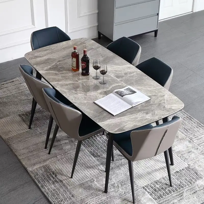 Competitive Price Sintered Stone Top Hotel Dining Family Table Beauty Luxury Dining Room 6 Seaters Set With Chairs