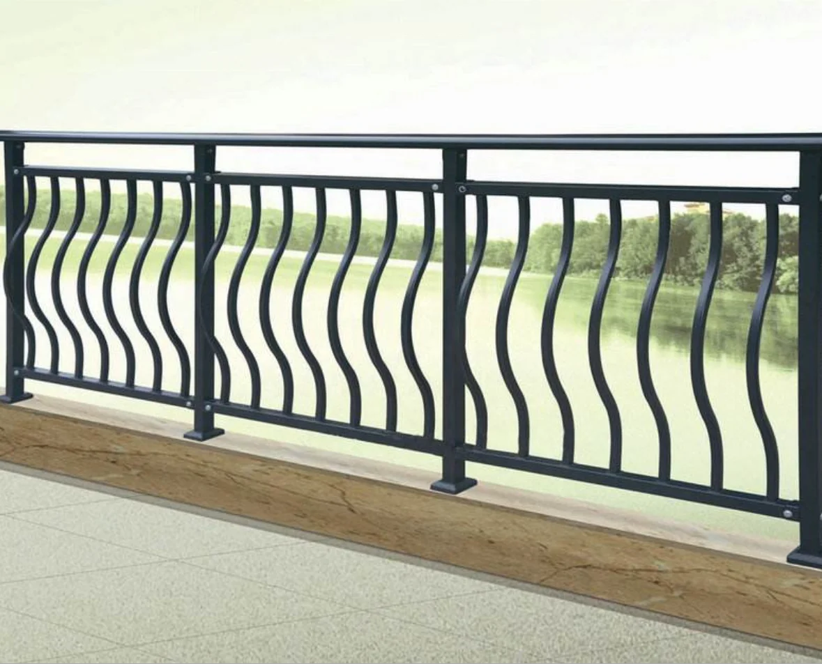 Foshan aluminum profile system curved straight metal panel aluminum balcony railing