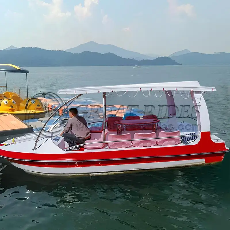 2023 New Design Fiberglass Water Boat Without Motor 8 Person Luxury Electric  Boat  For Sale