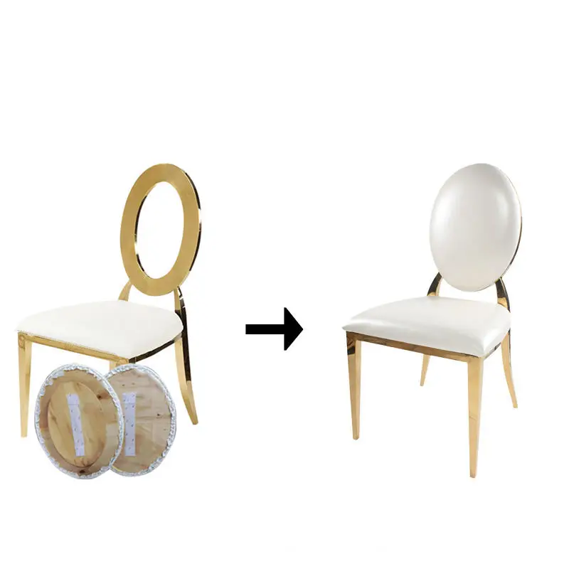 Wedding Party Background Decoration Luxury modern gold stainless steel round back dining banquet chair for wedding