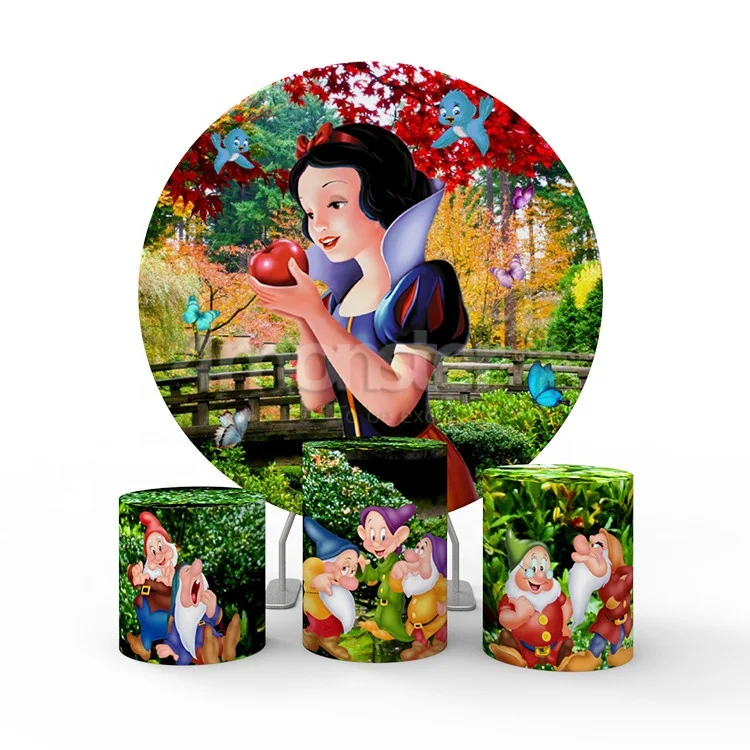 Customize Wedding Items Suppliers Round Shape Cover Backdrop Party Decoration Bag Tension Fabric Custom Logo OEM New Year Oxford