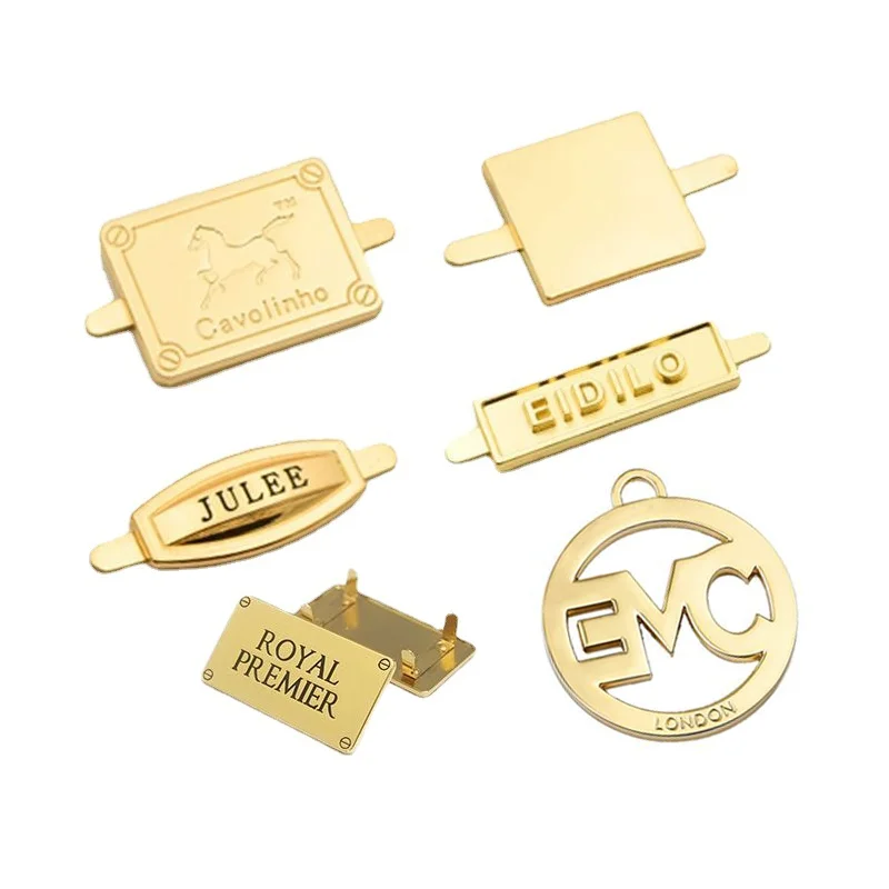 Custom metal logo brand label plate for handbag