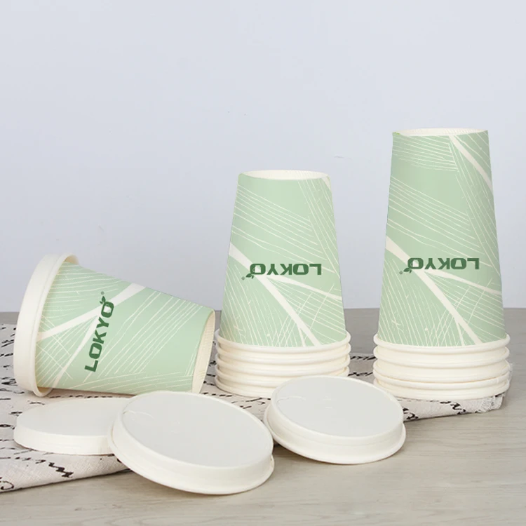 LOKYO wholesale custom 4oz 8oz blanks white eco friendly plastic free tea cups takeaway paper cup with logo