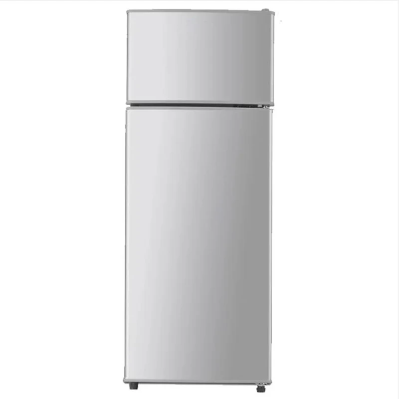 BCD-128A Silver Double Door Refrigerator Rental Dormitory Kitchen Energy Saving Low Noise 128 liters
