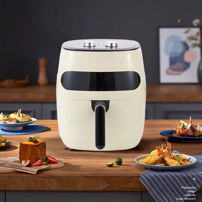 China Ningbo Kitchen Utensils Baking Pan Air Fryer Non-stick Surface 5.2L Mechanical Control Steam Air Fryer Oven