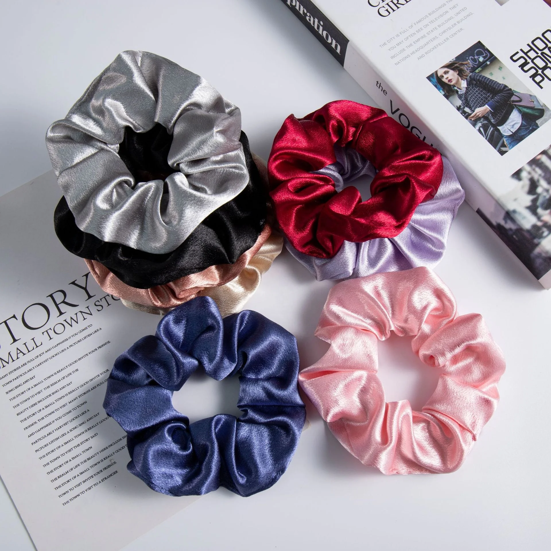 Hot Selling Oversized Hair Accessories Silk Solid Color Big Hair Scrunchies For Women