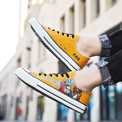 2021 new hot-selling high-top canvas shoes for men and women Korean version trend wild graffiti couple casual shoes