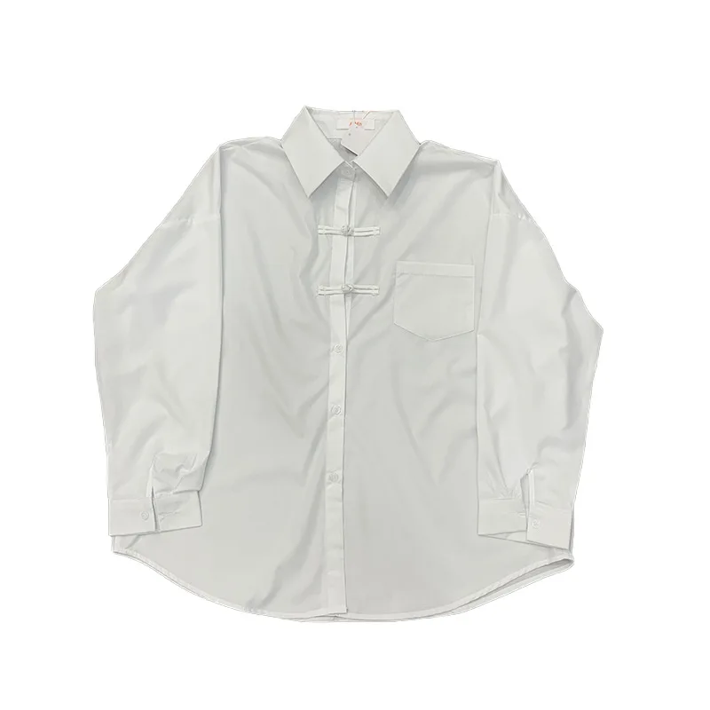 Girls Stylish Formal Preppy Shirts Kids Embroidered Pocket School Uniform Solid Long Sleeve Blouse Custom Tie