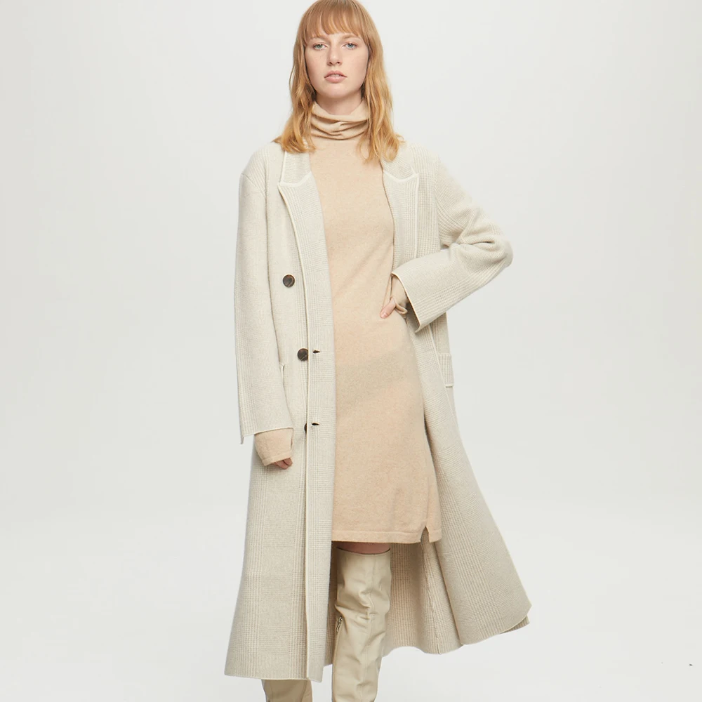 Производитель внутренней Монголии OEM роскошный двусторонний Женский кашемировый тренчкот