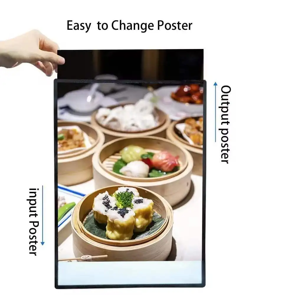 HLY Customized cafe restaurant led lightbox slim advertising light boxes aluminium ultra thin light box frame external