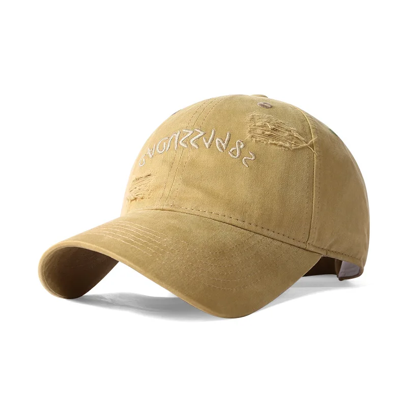Custom Distressed Baseball Hats European American Street Style  Sports Caps 3D Embroidery Metal Buckle Back Closure