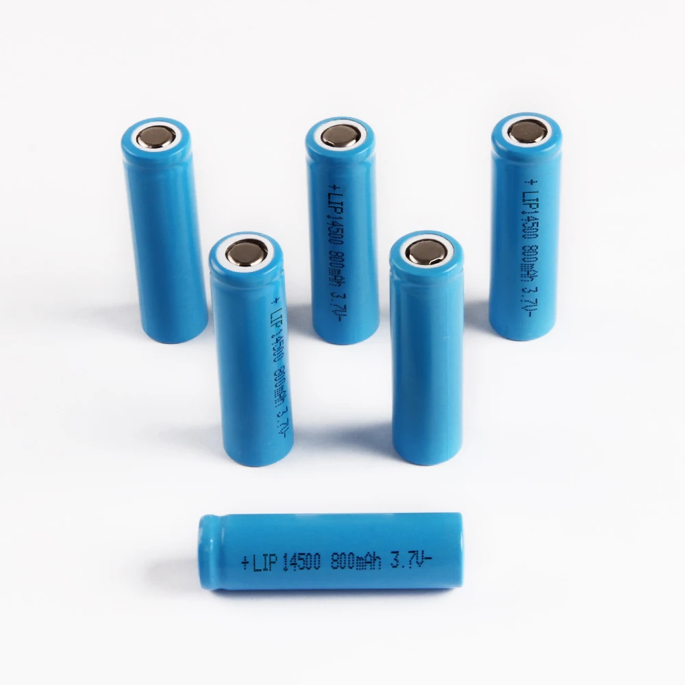 14500 li-ion battery lion battery 14500 cylindrical 500mah 800mah 1000mah 1200mah 3.7V rechargeable 14500 batteriesfor telecar