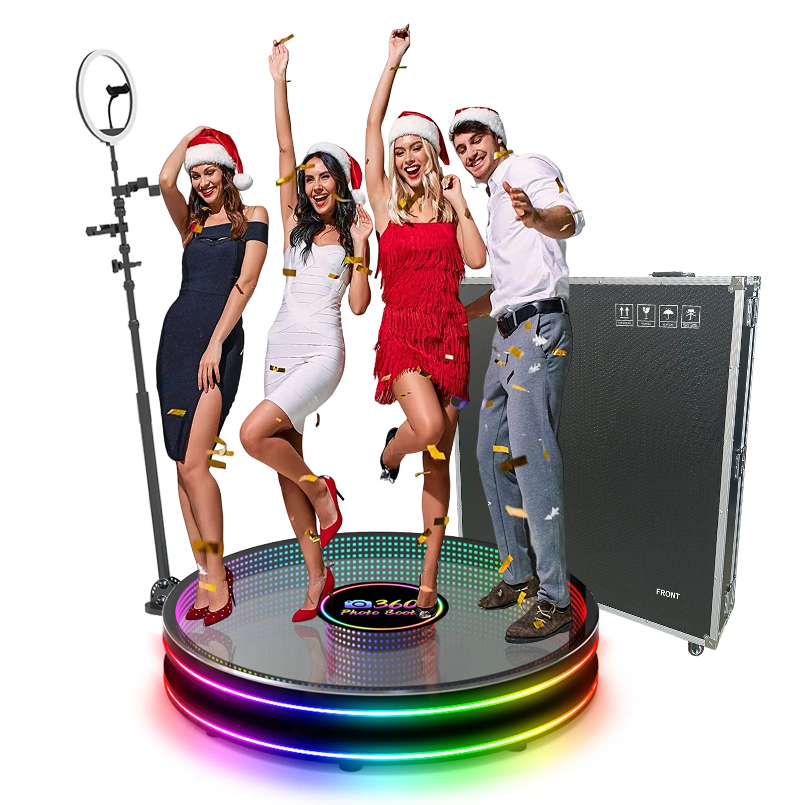 DHL Fast Shipped in 48h Selfie Magic Mirror Photo Booth 360 Automatic Slow Rotating 360 Photo Booth mirror with Ring Light