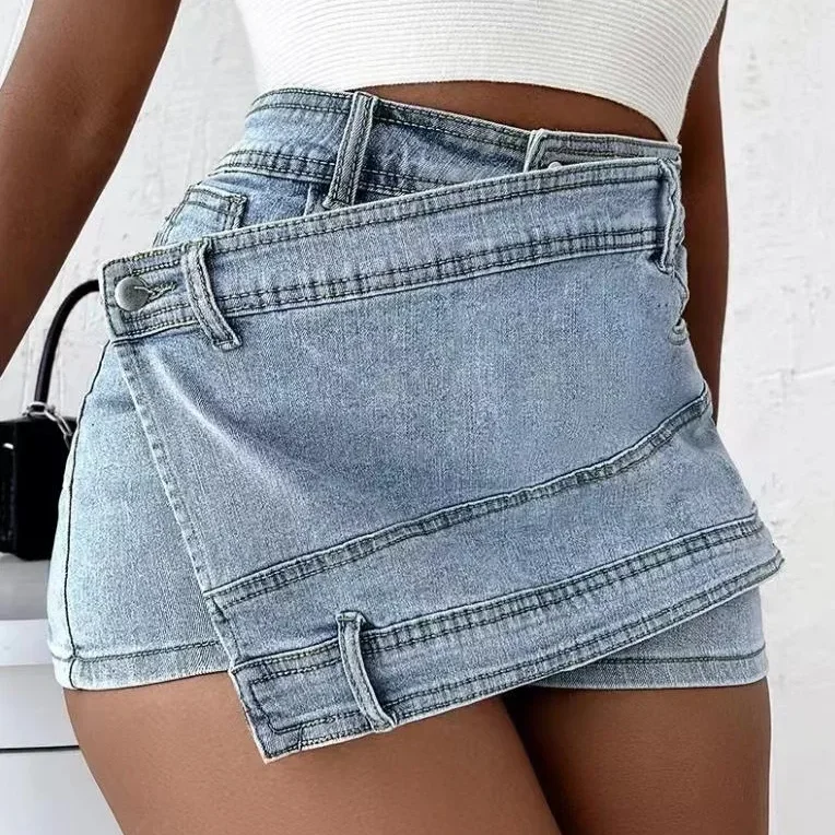 custom mini cargo jeans skirts pockets high waist plus size slim fit women short denim skirts