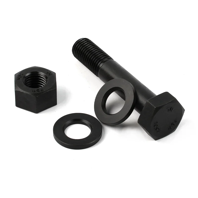 DIN 931 Alloy Steel Black Oxide Half Thread Hex Hexagon Head Bolt And Hex Nut And Washer