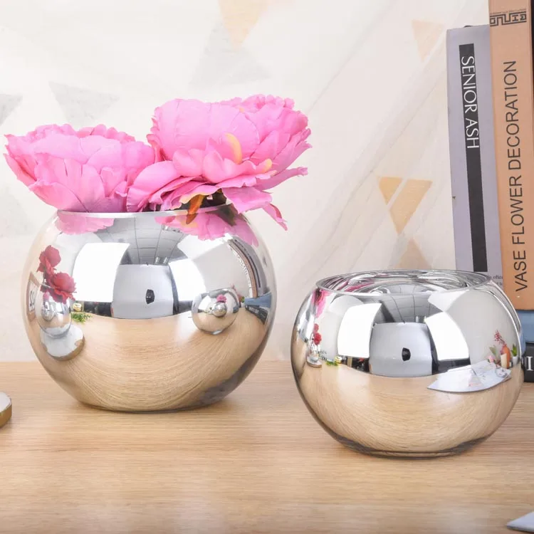 Modern Style Small Ball Round Glass Vase Sets Wedding Decoration Table Centerpiece Vase for Flowers