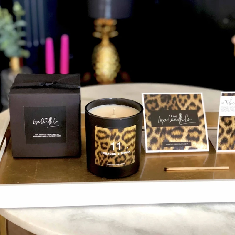 100% natural scented black wax soy matte glass candle jar with logo