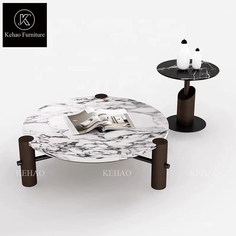 Italian modern round coffee table for home furniture art design metal leg coffee table for sale marble top coffee table