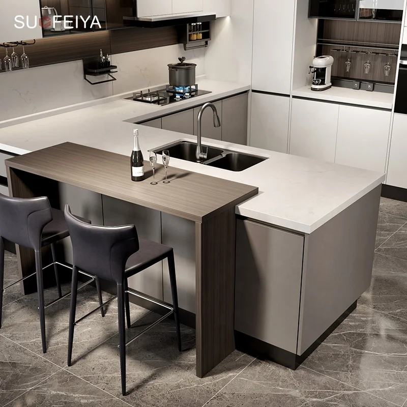 SUOFEIYA Custom Made Kitchen Furniture European Solid Wood Kitchen Cabinet Designs