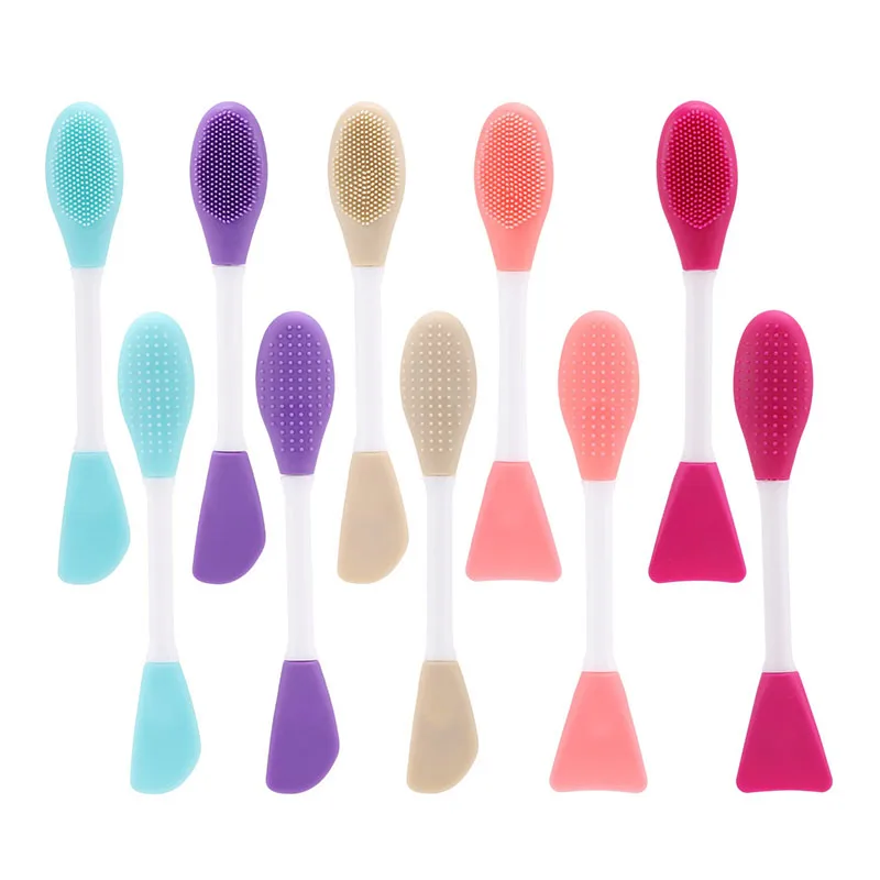 Waterproof silicone Face Mask Body Lotion Applicator 2 in 1 Double-sided Facial Cleaning Brush Manual Exfoliating Scrubber Tool