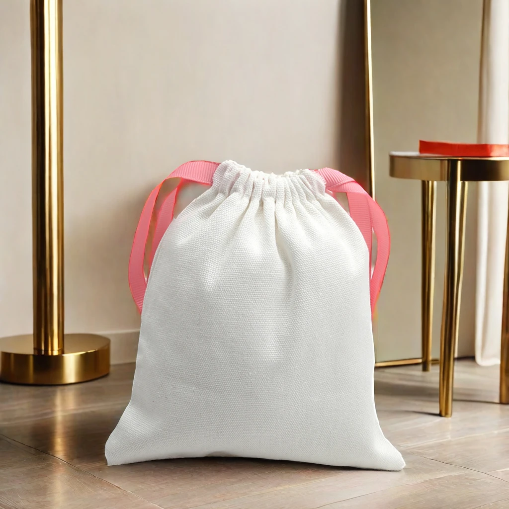 Reusable Custom Logo Cotton Drawstring Bag Dust Muslin Pouch for Cosmetics Packaging Cotton Drawstring Pouch