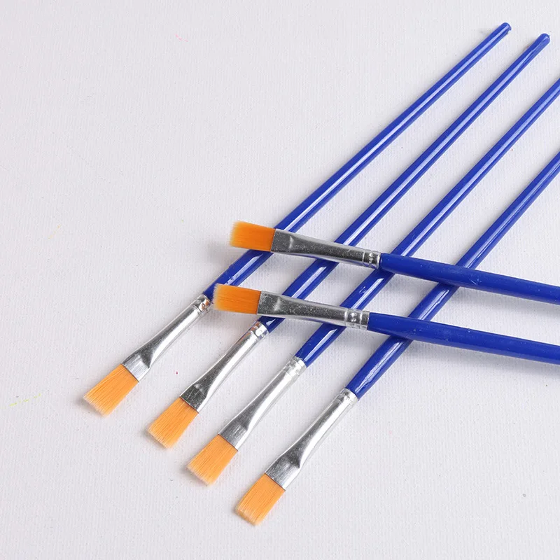 Cheap Durable Art Supplies Multi-specification Digital Oil Paintbrush Blue Plastic Handle Nylon Brush