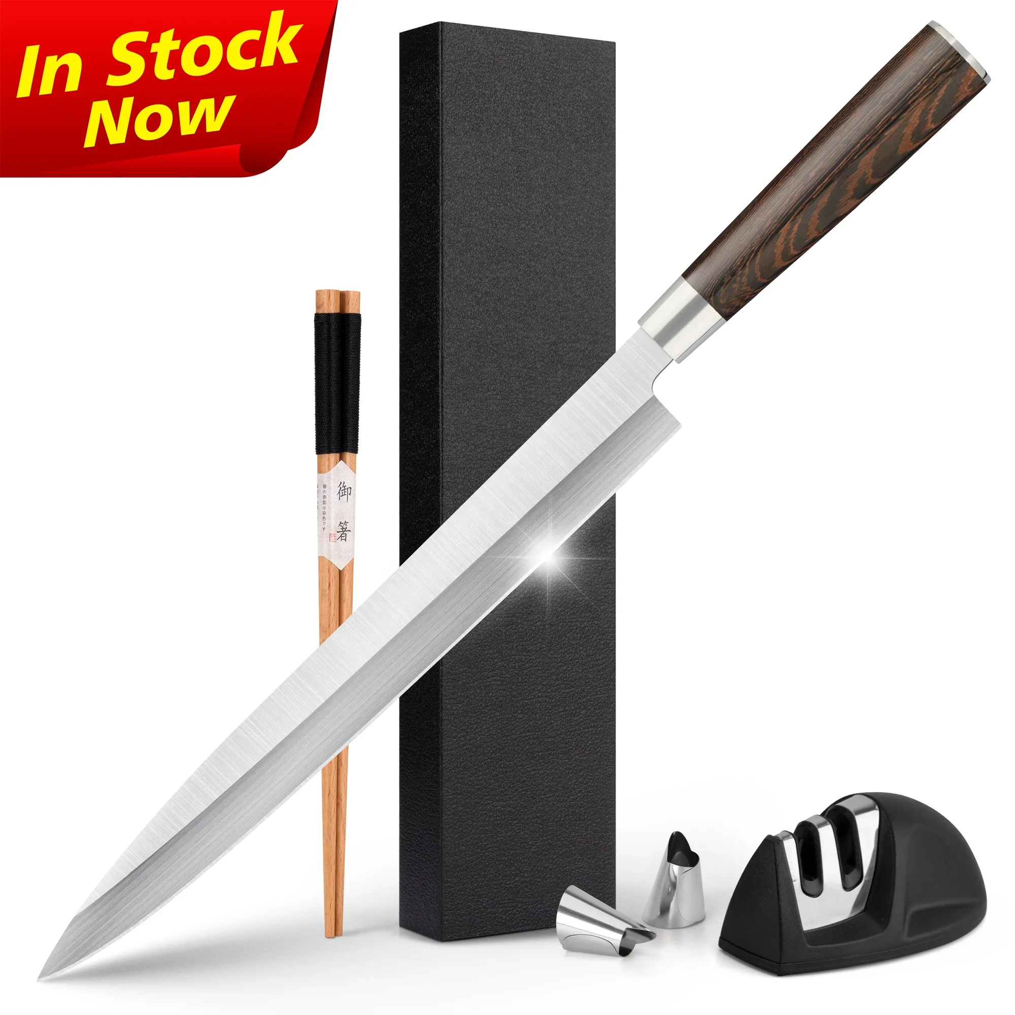 10% Off Custom Logo 12 inch Right Hand cuchillo yanagiba long japanese sushi knife with Wenge Wood Handle