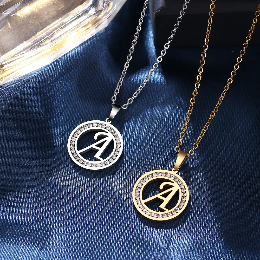 2023 New Fashion Necklace High Quality Letter Pendant Necklace Luxury Gold Diamond ABCDE....Initial For Women Jewelry Necklace