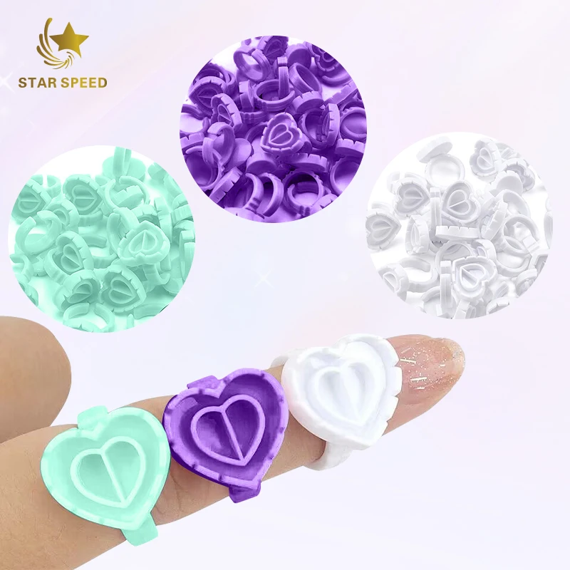 Star Speed Wholesale Pink Heart Shape Flower Glue Ring Eyelash Extension Tools Lash Glue Rings