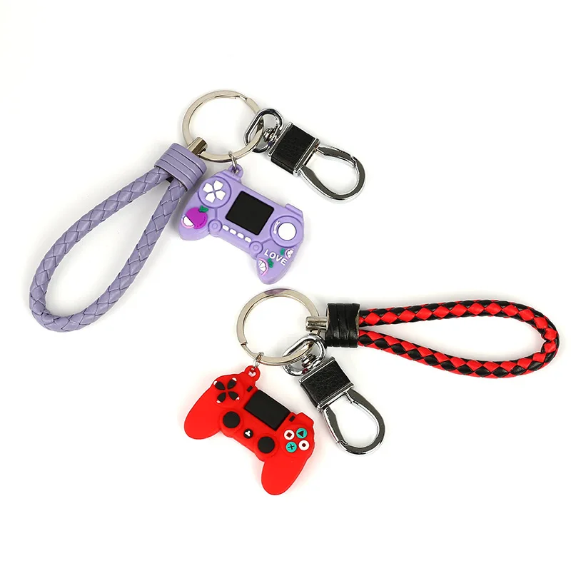 Soft rubber cartoon small mini game console keychain control lever handle book bag car pendant