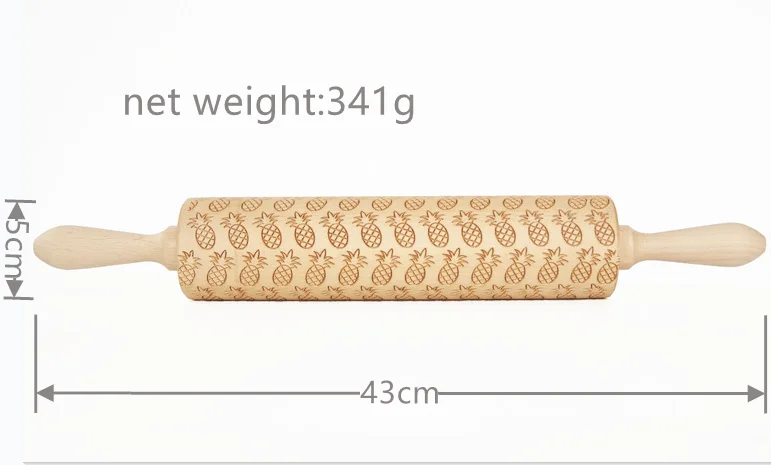Christmas cookie dough stick engraved wooden embossed rolling pin for baking