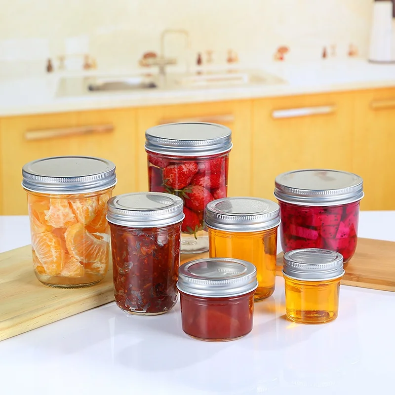 Stock 100ml 200ml 250ml 300ml 400ml 500ml Jam Storage Caviar Glass Jar with Metal Lid
