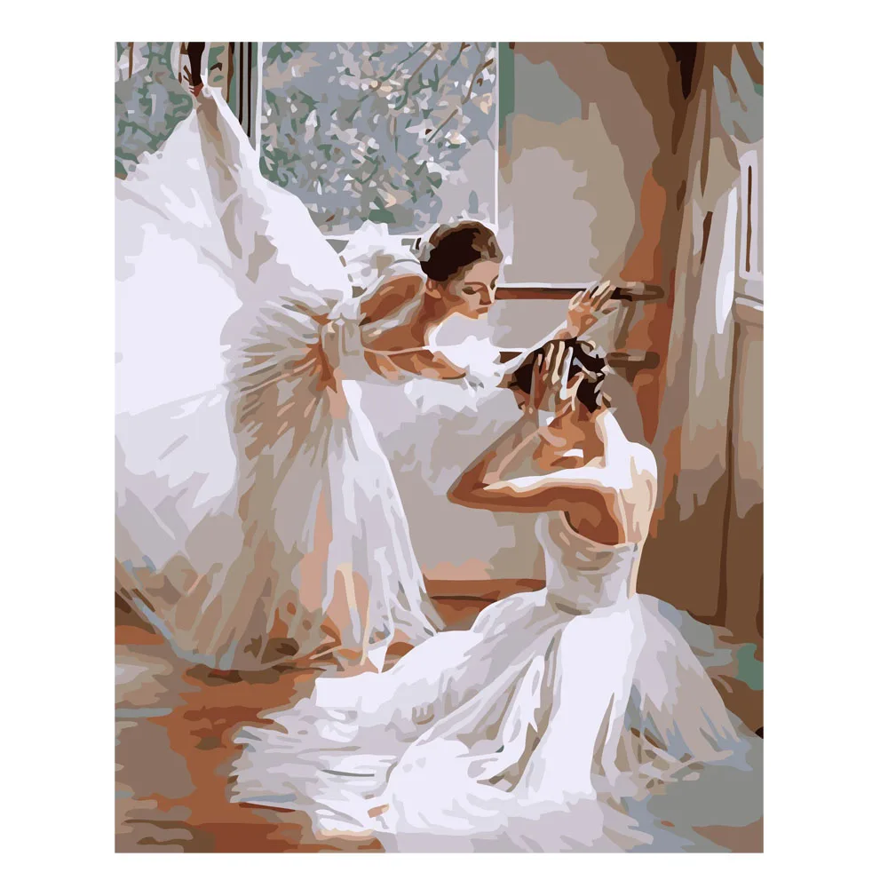 diy digital oil painting hand-painted landscape ballerina character decorative painting 40*50