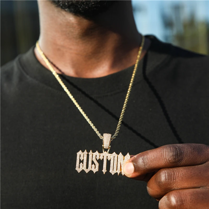VVS Moissanite Pendant Necklace Iced Out Letter Pendants Hip Hop Jewelry Rose Gold Plated De Initial Letter Pendant Silver Jesus