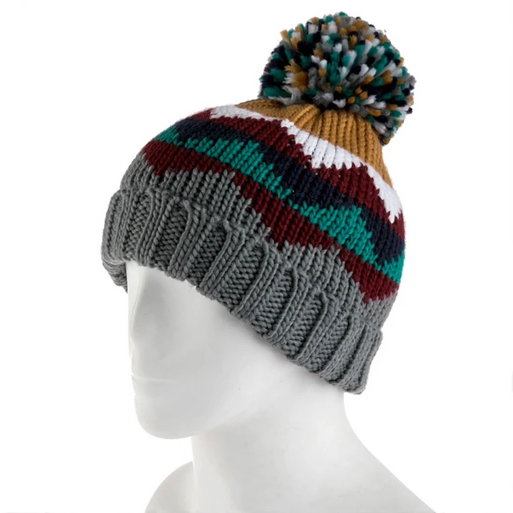 Custom Winter Hats 100% Acrylic Jacquard Pattern Knitted Beanie Hats