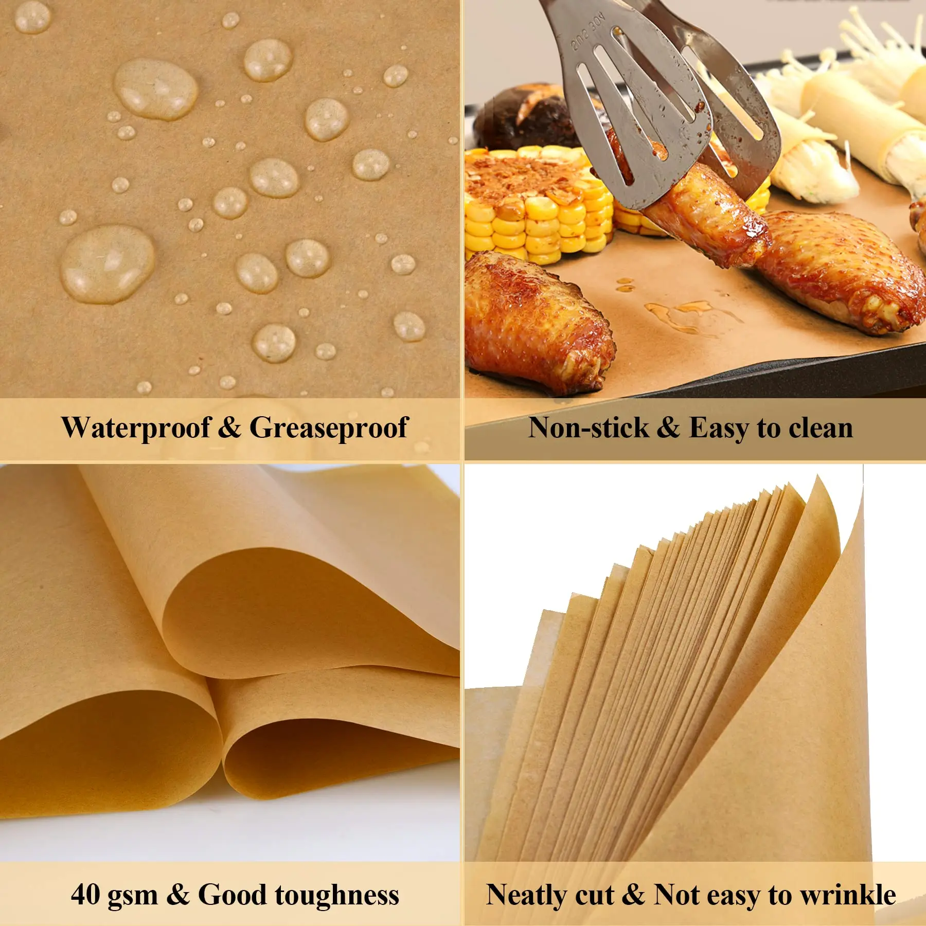 Wholesale Greaseproof Waterproof Baking Paper Custom Brown Silicone Kitchen Paper For Oven Pizza Bread Bake