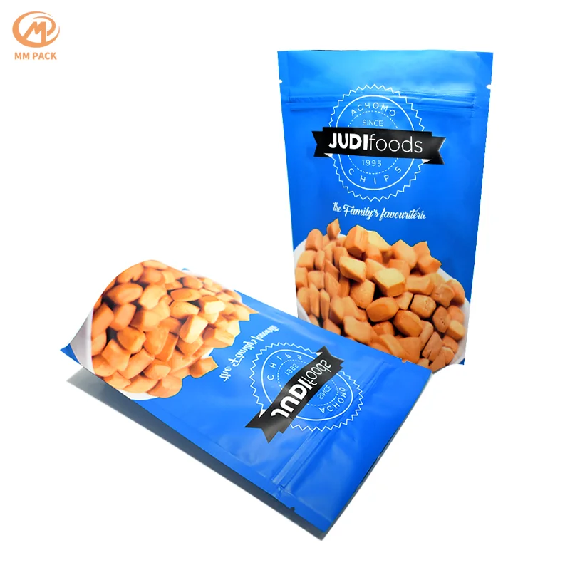 Custom Printed Quad Side Seal Gusset Zipper Lock PE Plastic Wood Ear with Window for Food Packaging Stand up Ziplock Bags QC M&P