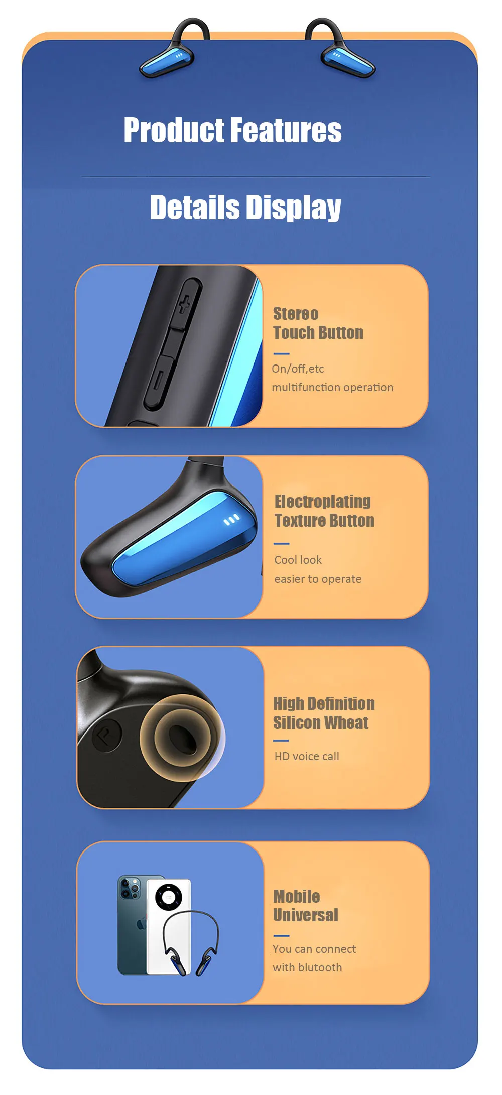 Mobile Earphones Making Machine Blu tooth Neckband Earphones Noise Cancelling Headphone Sport Bone Conduction Headphone