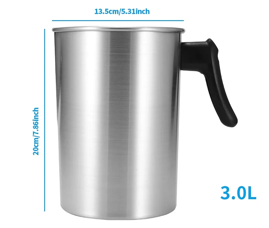 1.2L 1.8L 3L Wax Pitcher Dispenser Aluminum Pot Candle Wax Pouring Jug, black /silver color