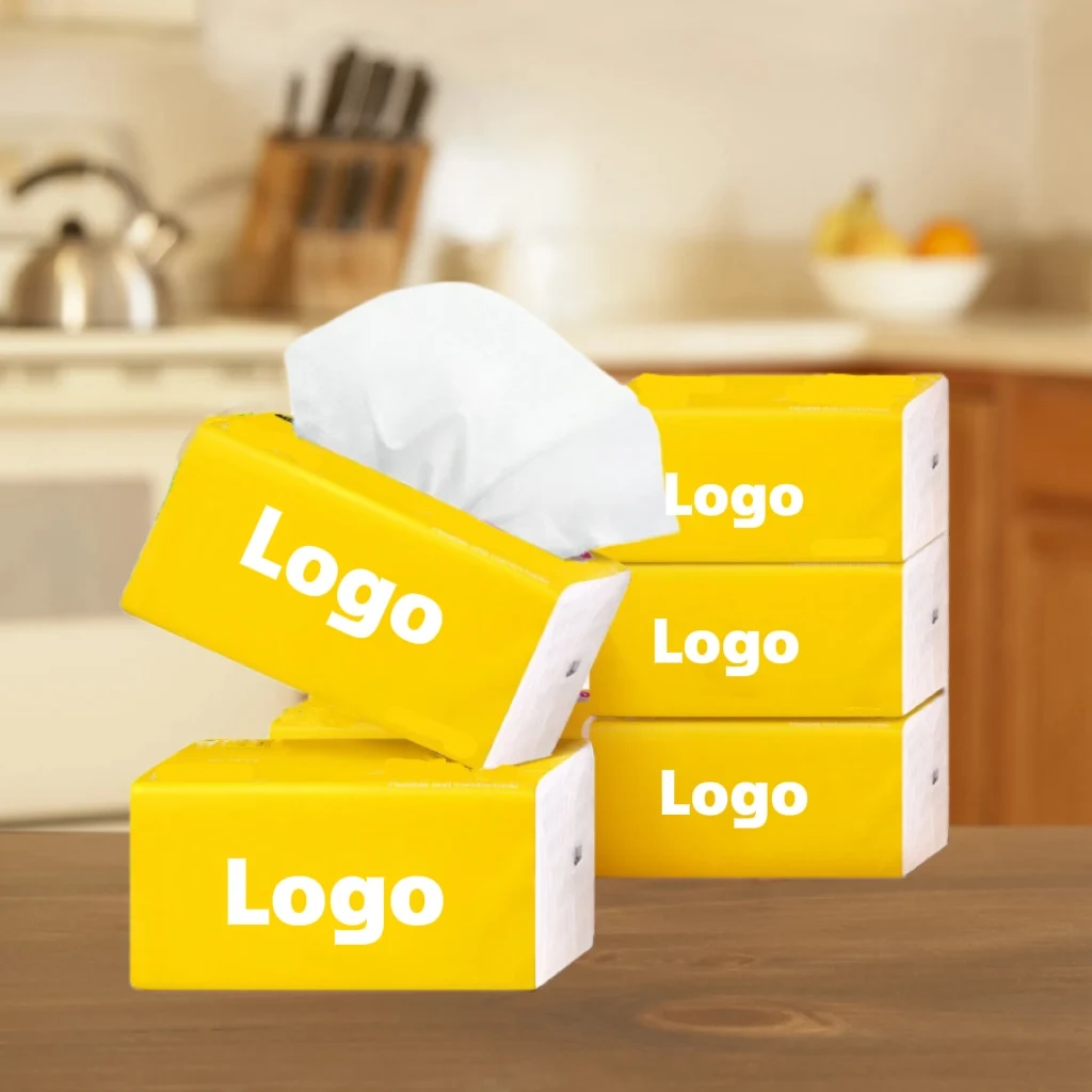 Virgin Wood Pulp Facial Tissue Box Soft 2-3 PLY Absorbent Bamboo and Recycled Pulp for Home Use