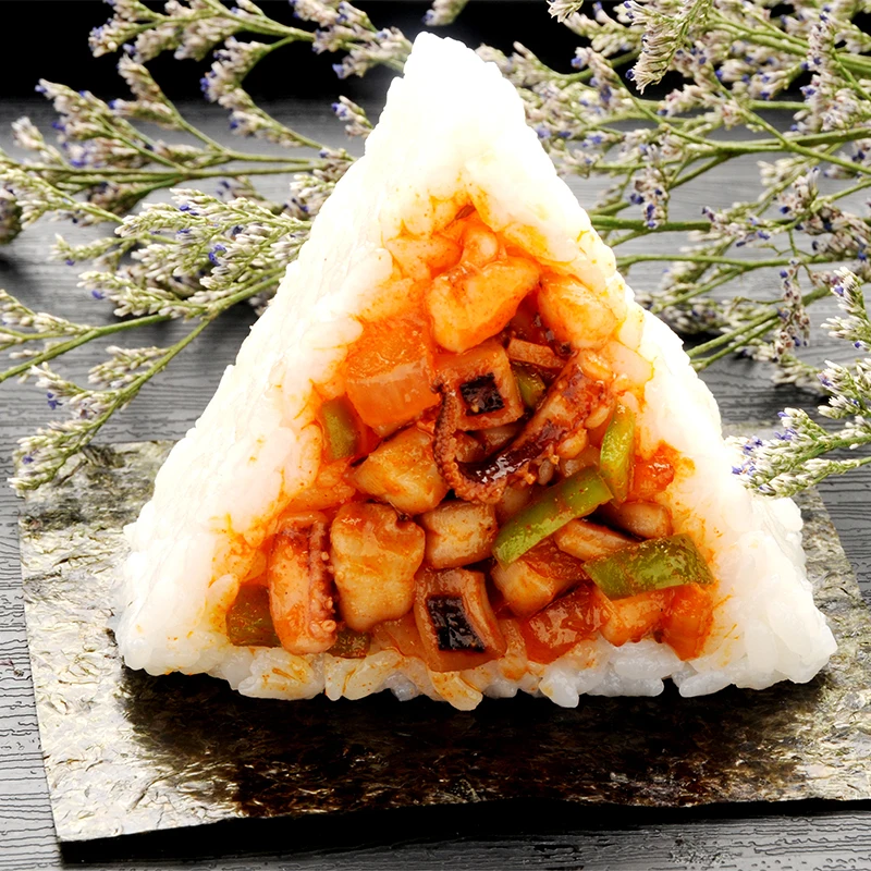 hot sale Japanese dishes spicy diced squid tuna and crab meat nori triangle rice ball