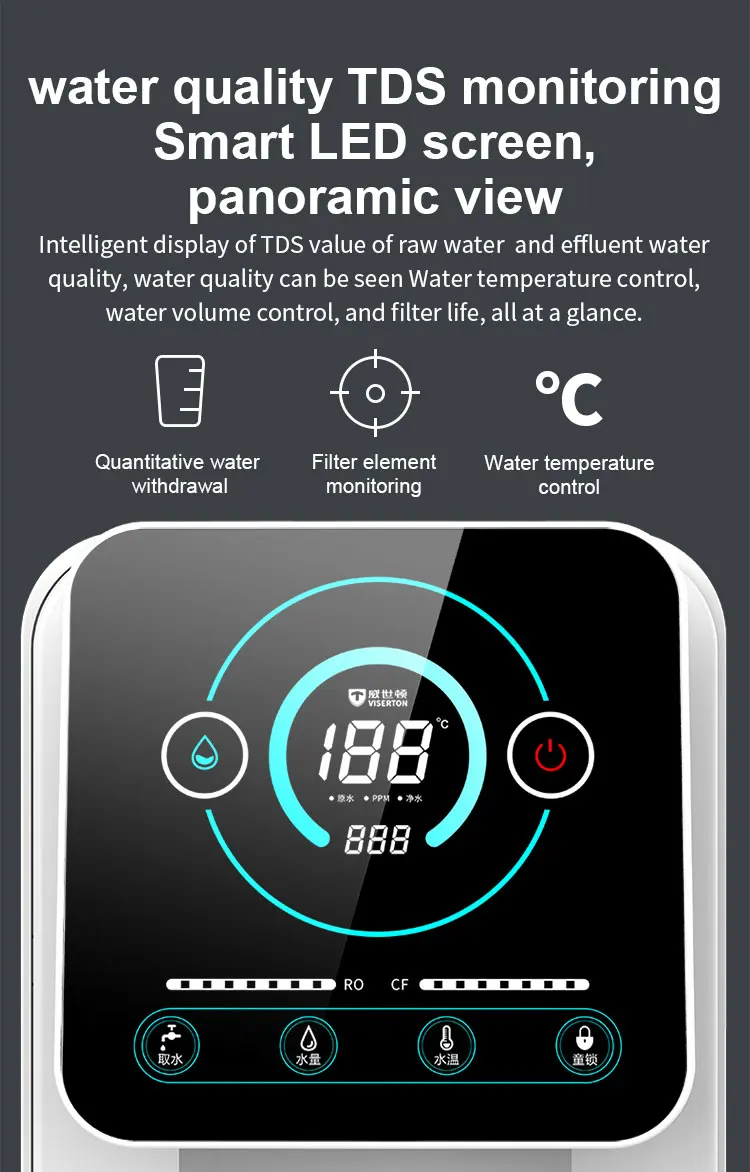 Domestic Counter Top Small Home Pure Water Purification Filter Purifier Mini Water Osmosis Dispenser With Hot Cold Taps