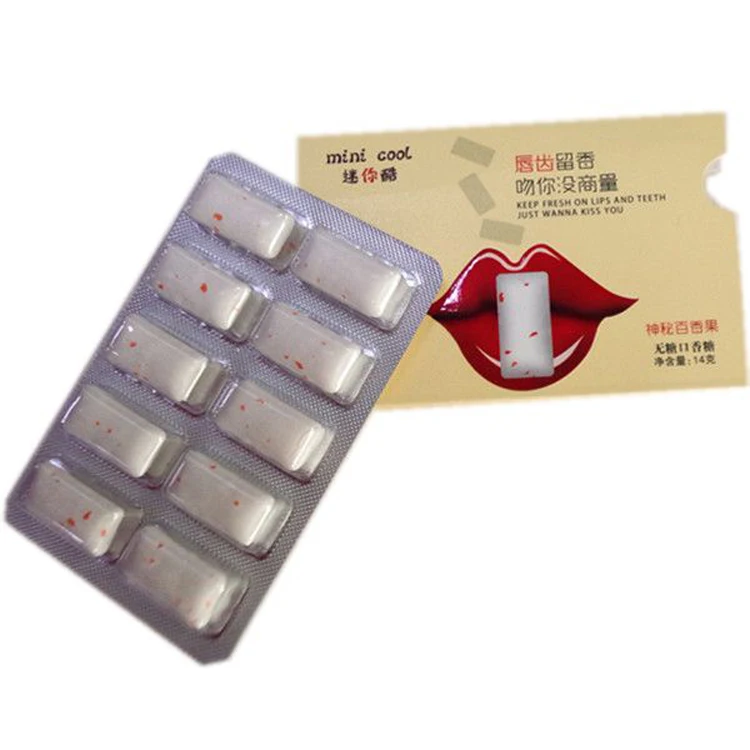 
White custom made 1.4 g per piece blister packing mint flavor xilitol sweet chewing gum sugar free 