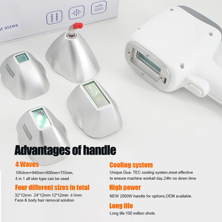 AGENT MEDICAL CE 1200w ReplaceableSpotssize 4 In 1 4 wavelength 755 808 940 1064 808m Diode Laser Hair Removal machine