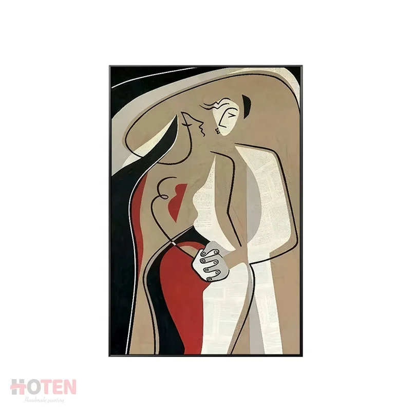 Original Art Custom Modern Best couple Figure & Portrait Wall Art Hand-Painted Canvas Oil Painting for Home Decor