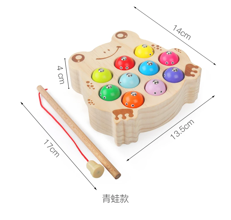 2024 Fishing Toys Wooden Magnetic Fishing Game Early Learning Educational Toys For Children