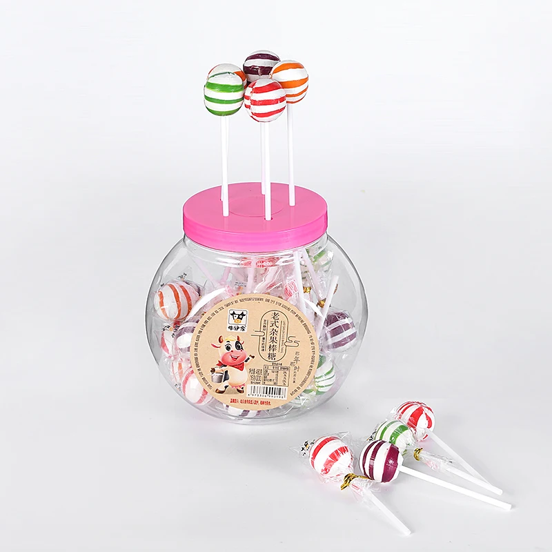 Halal 16g Sweet Mix Fruit Stripe Ball Lollipop Candy