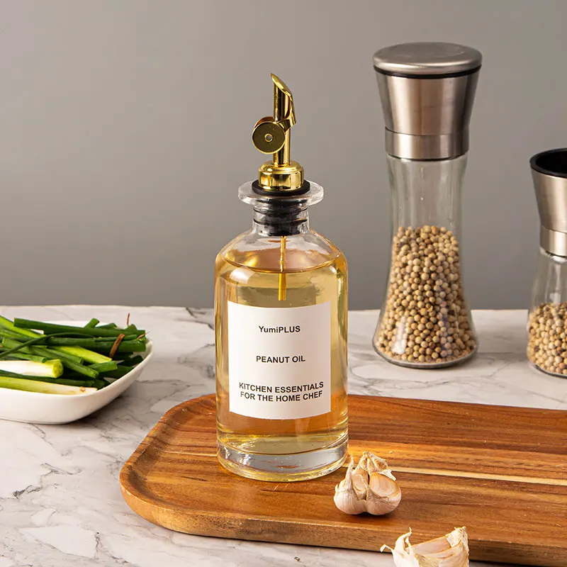 RTS 2pcs Olive oil Dispenser Bottle Glass Dispenser With Weighted Pourer 500 ML Glass Bottle Dispenser For kitchen