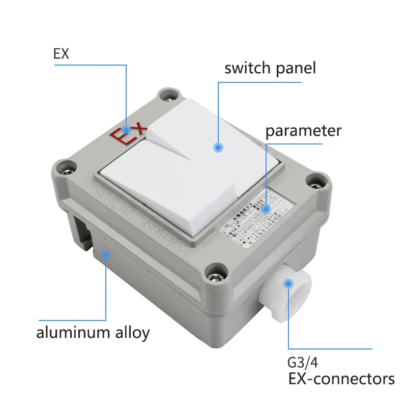 220V 10A One Two Three Switch Aluminum Alloy Box Single-control Double-control Explosion-proof Switch Wall Switch Lighting